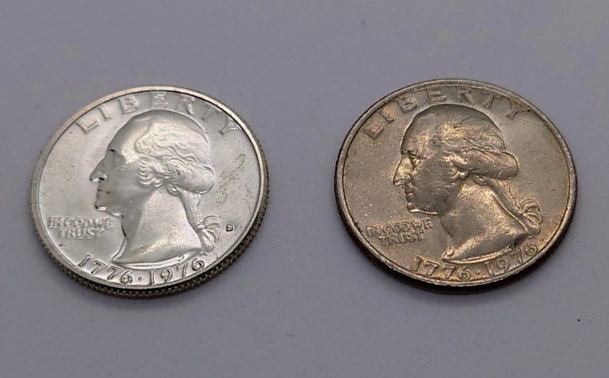 アメリカ 1976年 「建国200周年」クォーターダラー銀貨 白銅貨おまけ