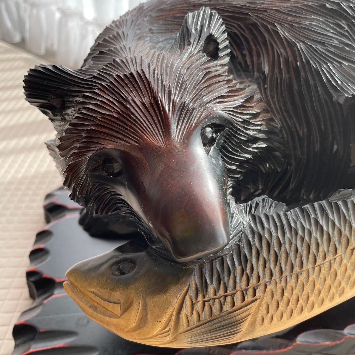 40年前レトロ 木彫り 熊 台付き 北海道登別｜Yahoo!フリマ（旧PayPay