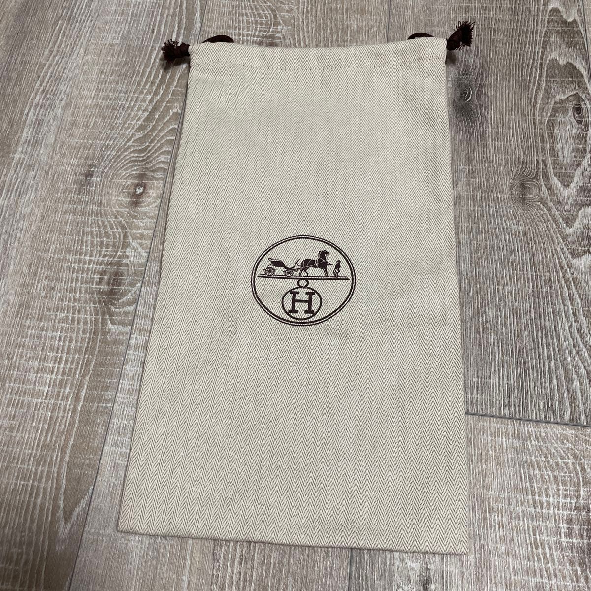 未使用】Herms エルメス ヘリンボーン柄 巾着バッグ 保存袋｜Yahoo