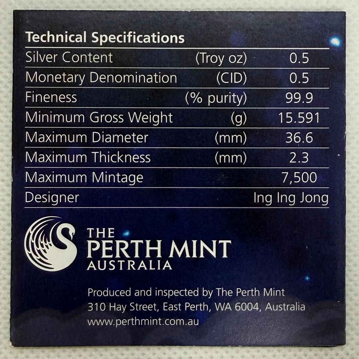 オーストラリア パース造幣局製 クック諸島 1/2オンス銀貨 シルバー