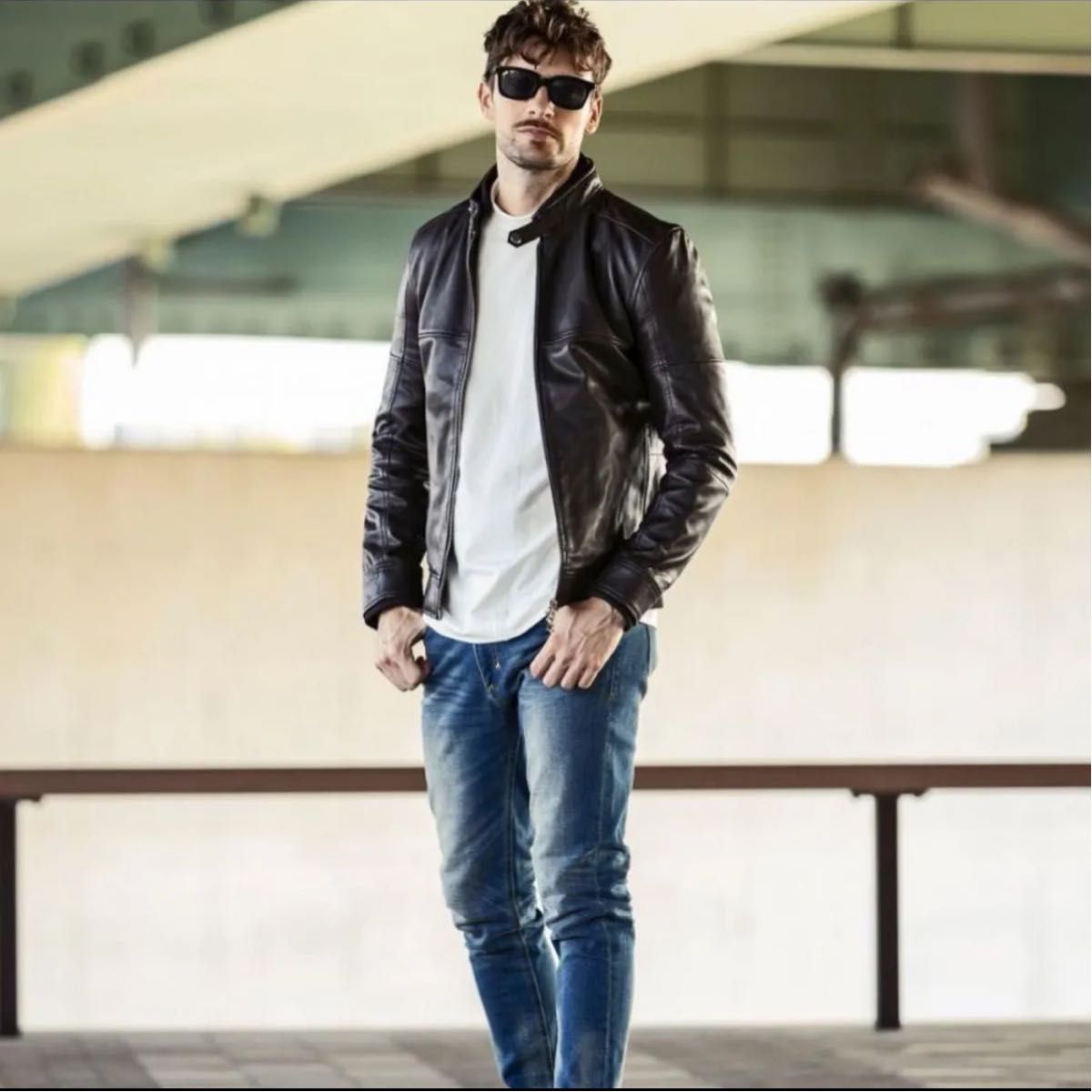 高級シープスキン】AKM レザージャケット 羊革 本革 M ジャケット