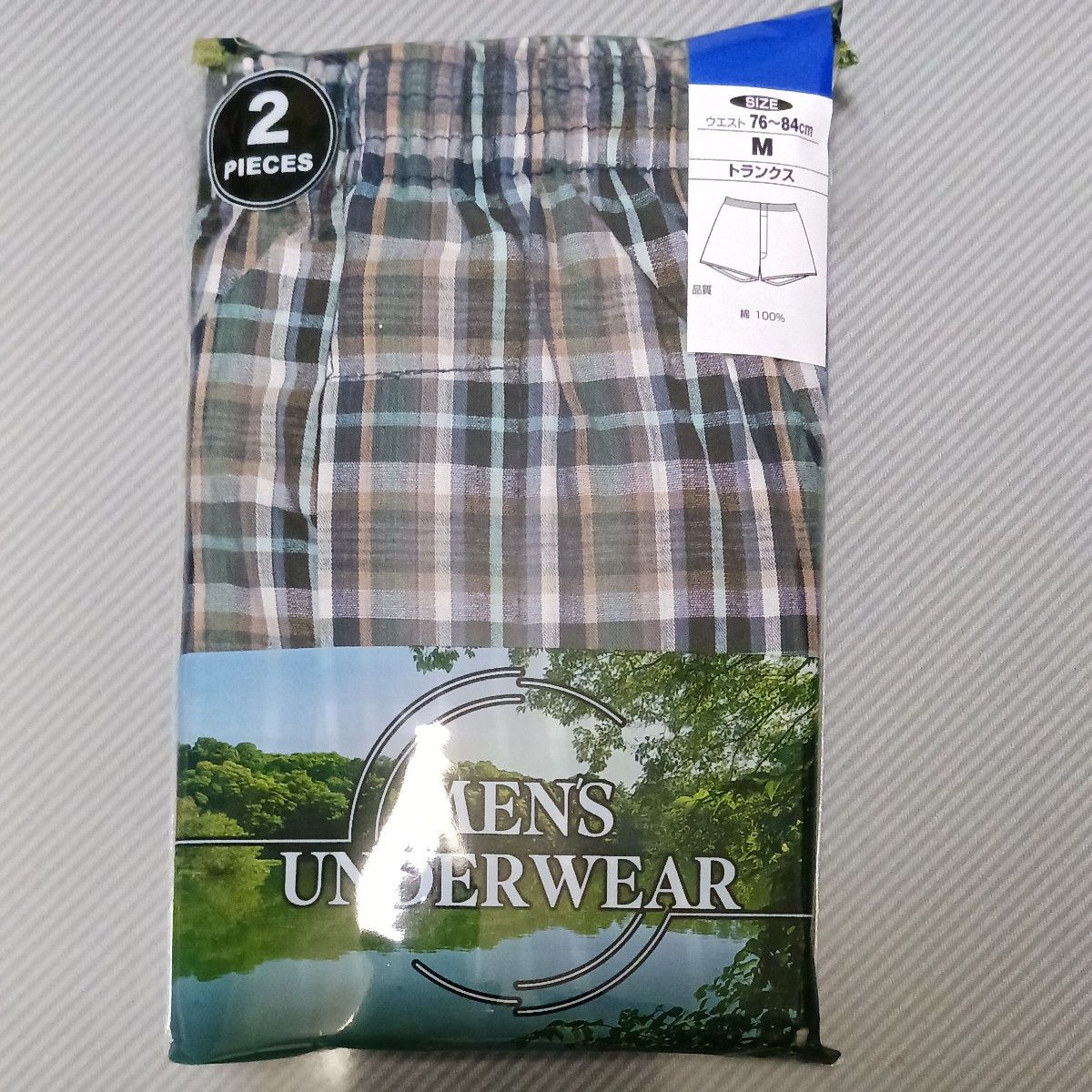 MENS UNDERWEAR トランクス Mサイズ 2枚組 チェック柄 綿100%｜Yahoo