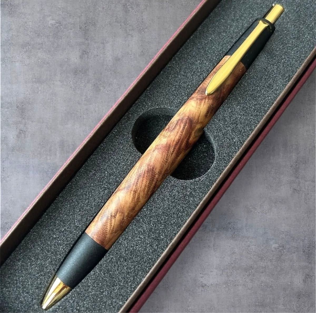 ボナンペン 本花梨鯖杢 木軸 シャープペンシル 真鍮金具 蜜蝋仕上げ