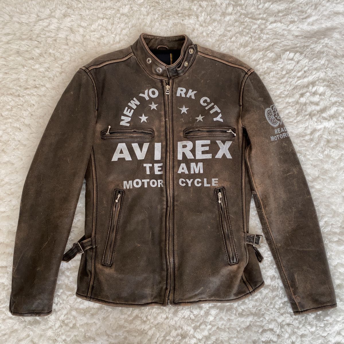 AVIREX レザー ジャケット シングルライダース ヴィンテージ加工 M