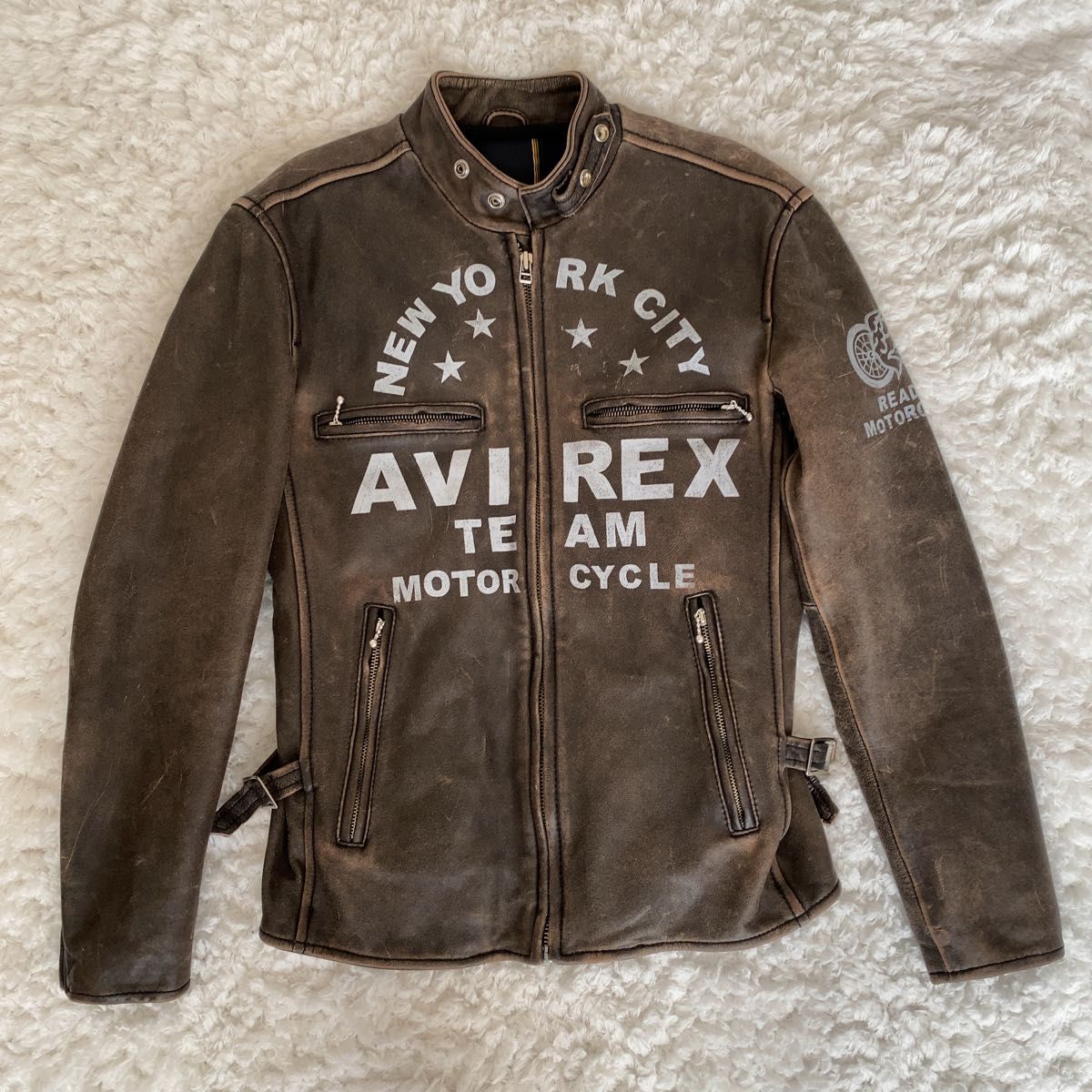AVIREX レザー ジャケット シングルライダース ヴィンテージ加工 M
