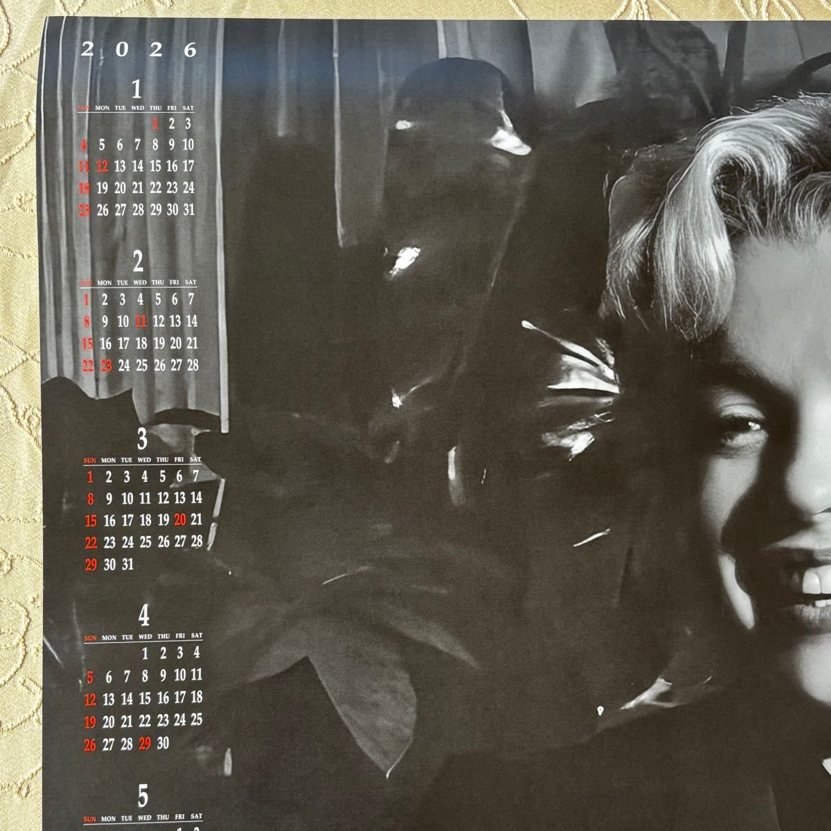 人気 マリリン・モンロー 2026年 ポスターカレンダー モノクロポスター