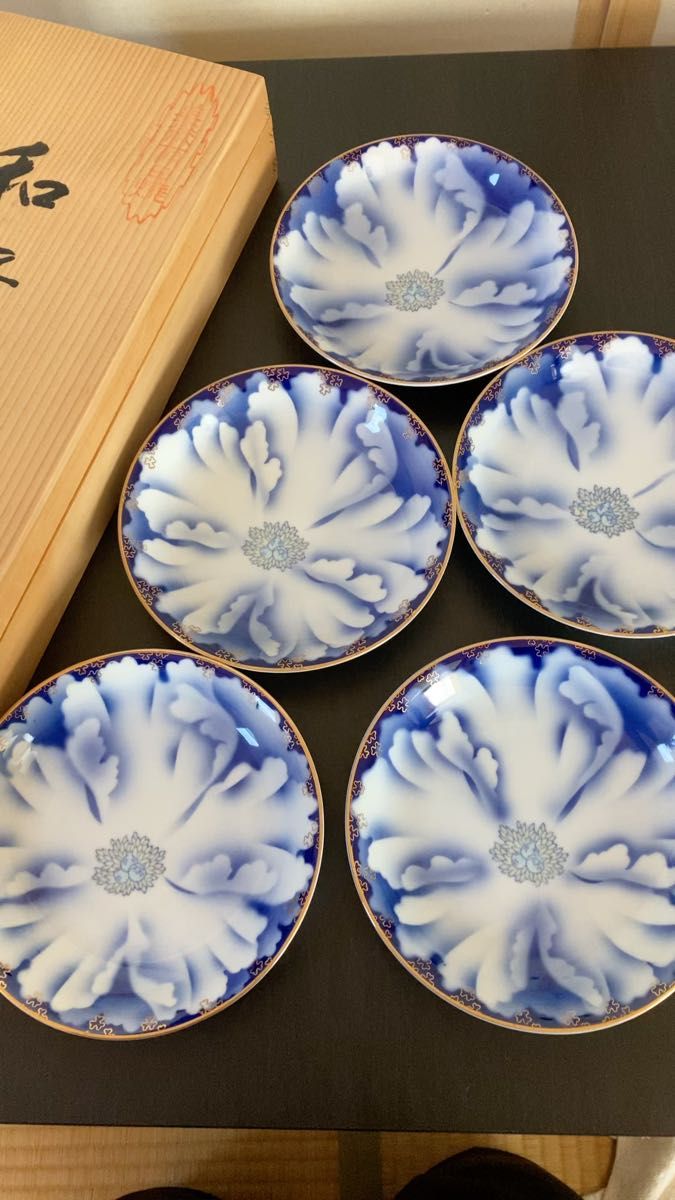 未使用 深川製磁 牡丹金ミル 宮内庁御用達 和皿揃 5枚｜Yahoo!フリマ