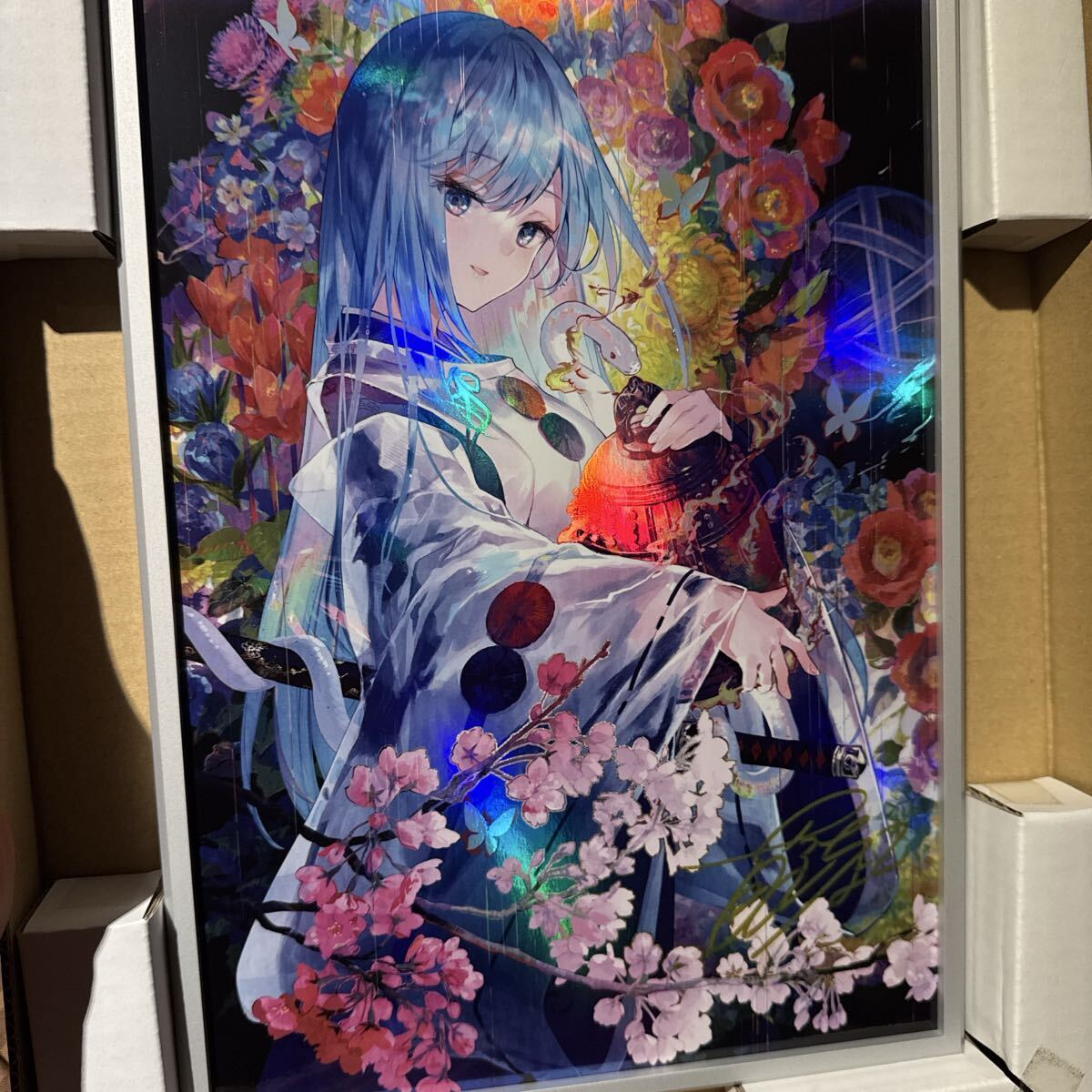 藤ちょこ 直筆 サイン ジークレー 版画 オーロラアート 白拍子花子