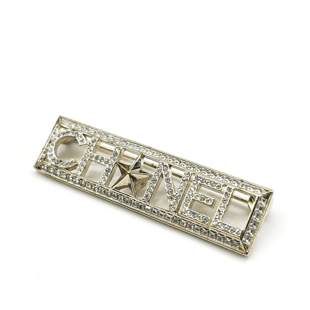 CHANEL シャネル ブローチ ロゴ スター ラインストーン シャンパン