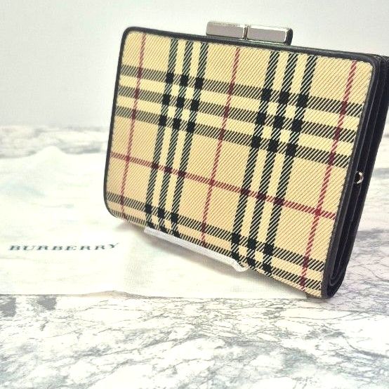 極美品】BURBERRY バーバリー ノバチェック がま口 二つ折り財布