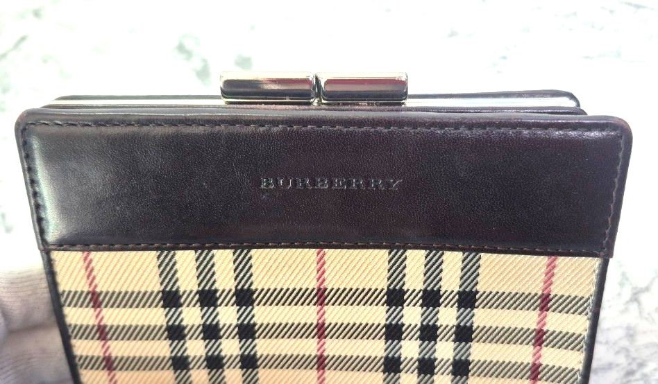極美品】BURBERRY バーバリー ノバチェック がま口 二つ折り財布