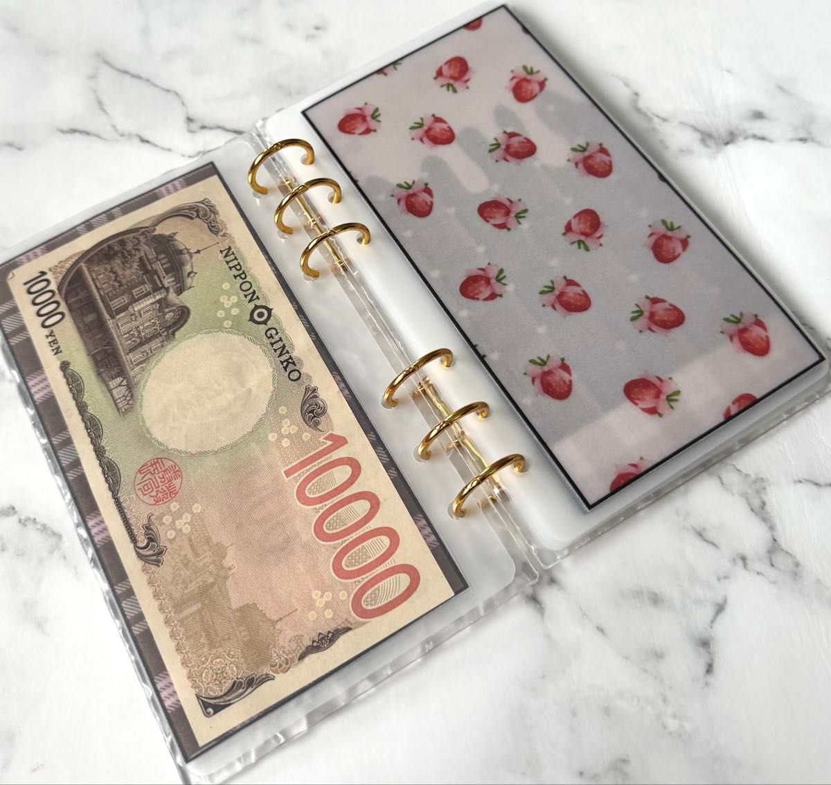 saving チャレンジ 透明】貯金リフィル 6枚 透明感あり いちごチョコ