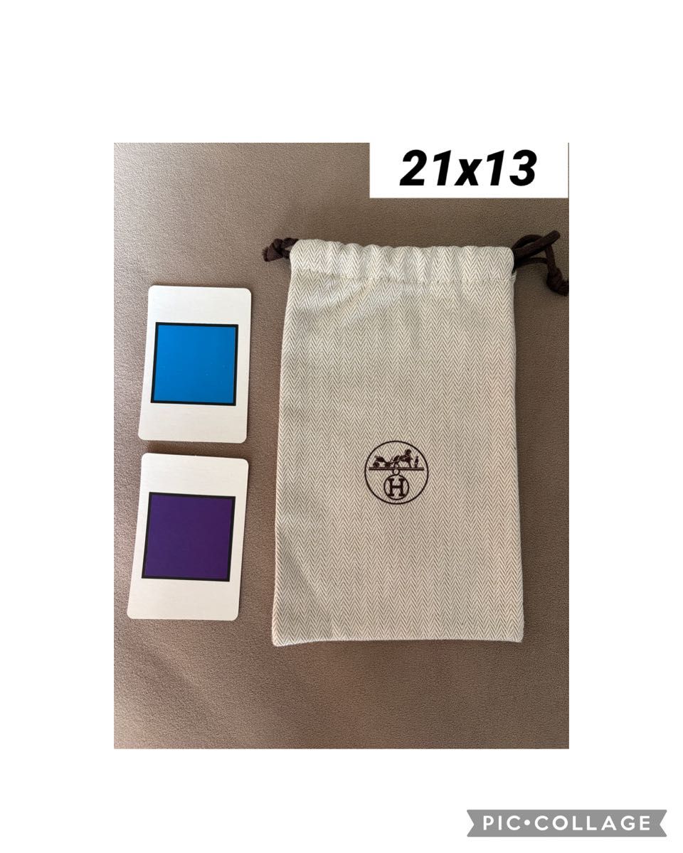 未使用 絵カード2枚 HERMES エルメス袋 ヘリンボーン ベージュ 小物
