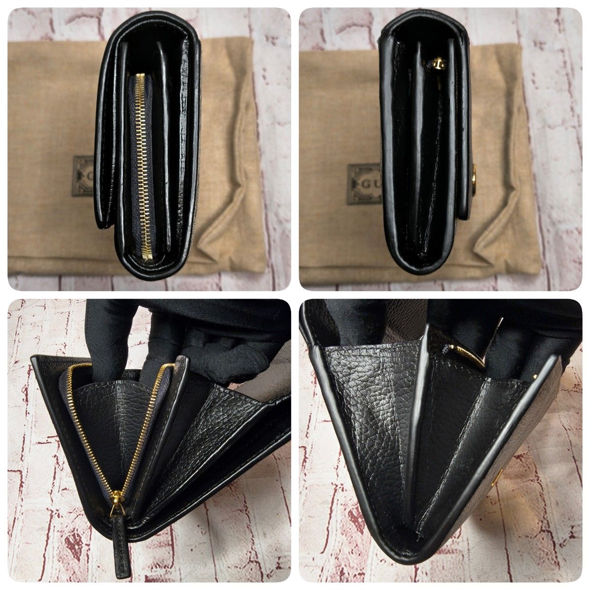 現行／美品】GUCCI グッチ 二つ折財布 GGマーモント ダブルG