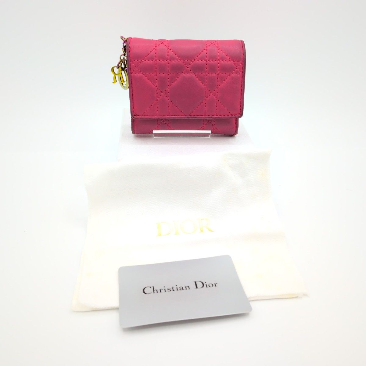 クリスチャンディオール カナージュ コンパクト 3つ折り財布 ロゴ