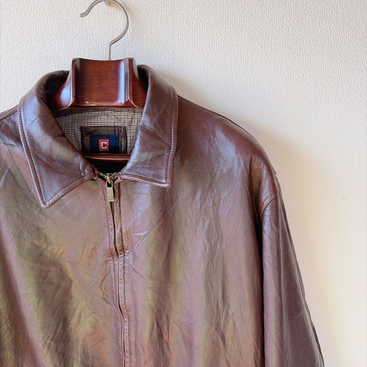 00s CHAPS ラルフローレン 同型 レザースイングトップ 本革 ブラウン