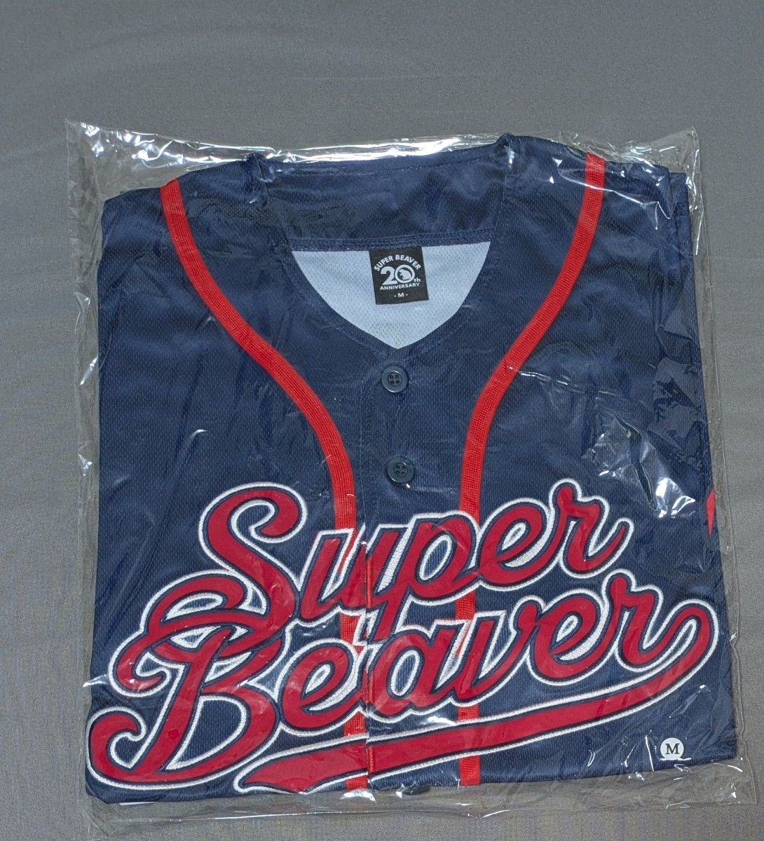新品 M SUPER BEAVER ベースボールシャツ ネイビー Tシャツ 紺 赤 青