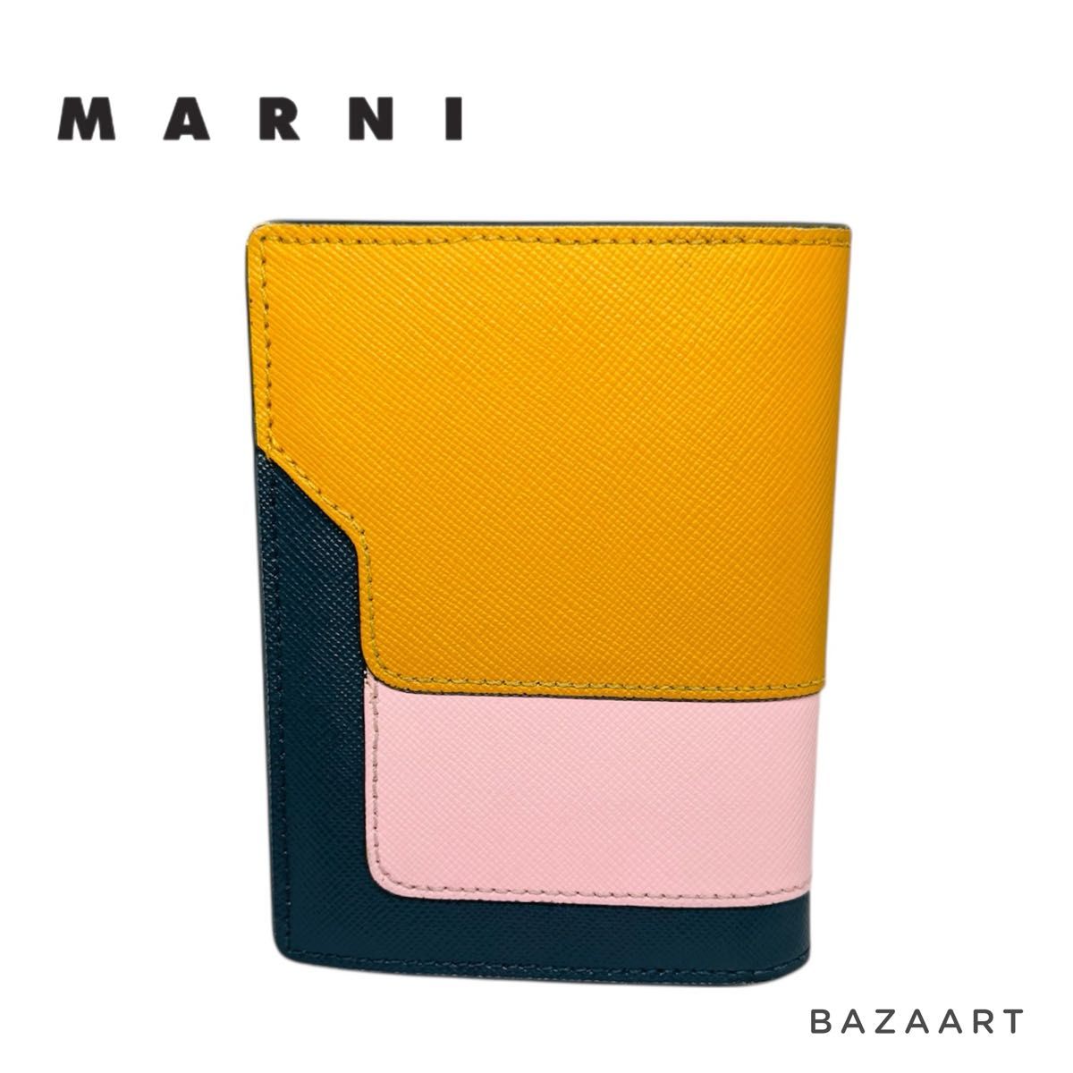 MARNI マルニ 二つ折り財布 バイカラー バイフォールド レザー ピンク