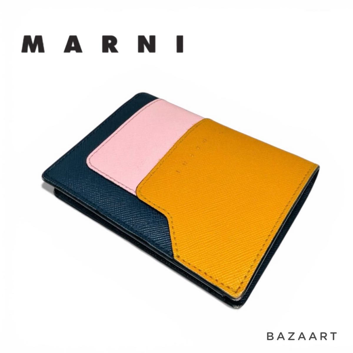MARNI マルニ 二つ折り財布 バイカラー バイフォールド レザー ピンク