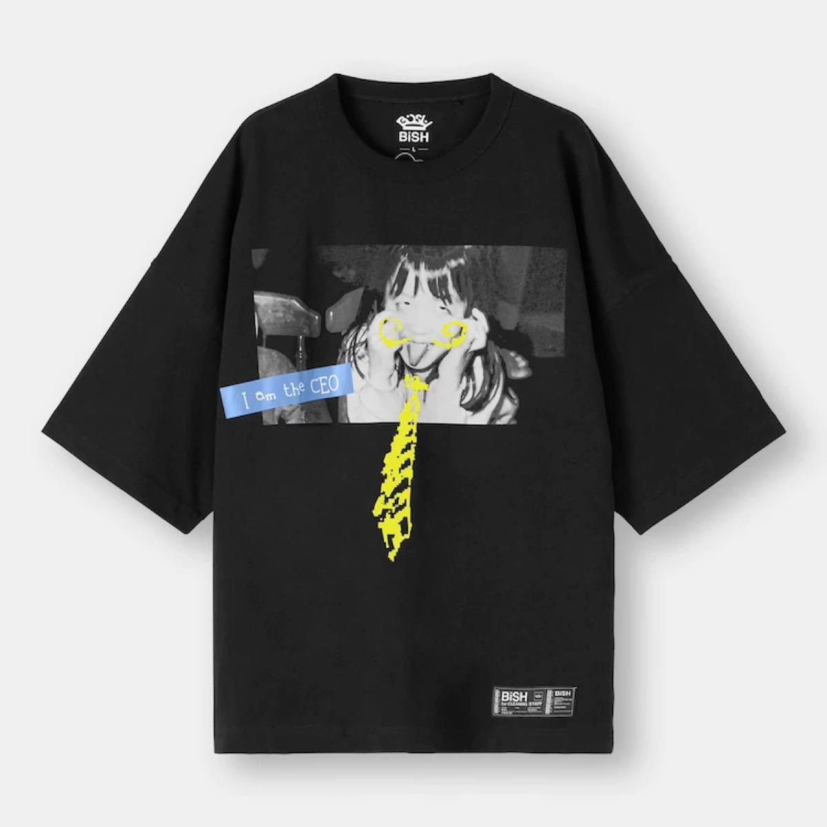 BiSHコラボ GU モモコグミカンパニー Tシャツ ブラック 缶バッジ