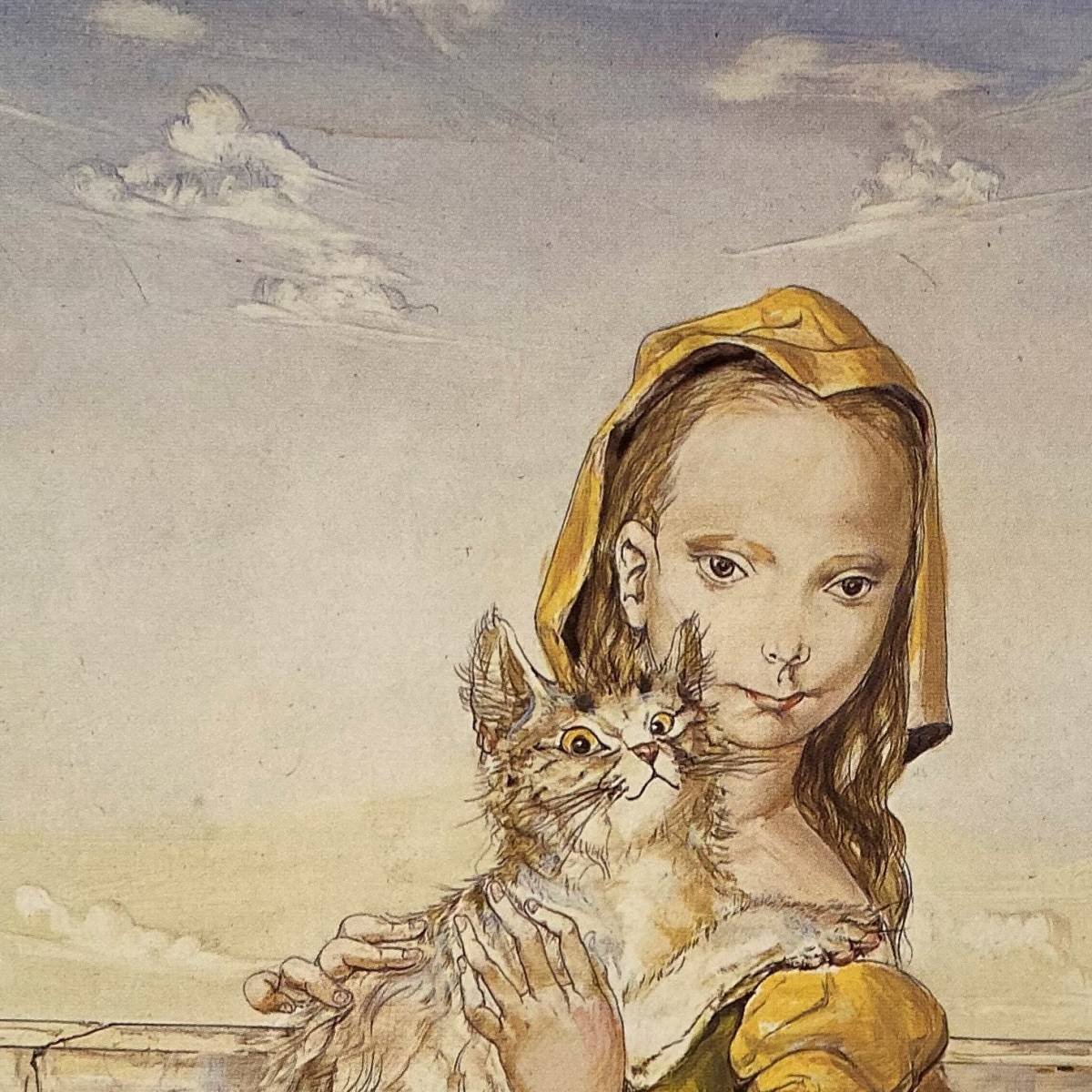 藤田嗣治、【印刷工】、希少画集画、新品高級額・額装付 藤田嗣治