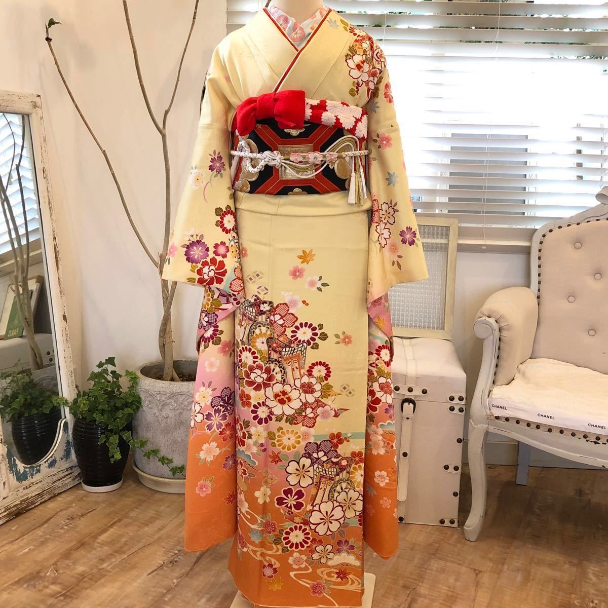 振袖フルセット、鈴乃屋、成人式、重ね衿、帯揚げ帯締め、西陣袋帯