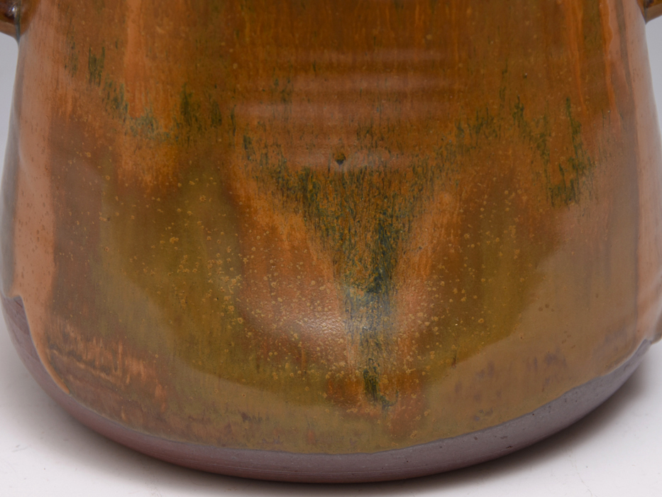 R887 水指 『温品焼』『本多康彦造』『耳付』『窯変水指』 共箱