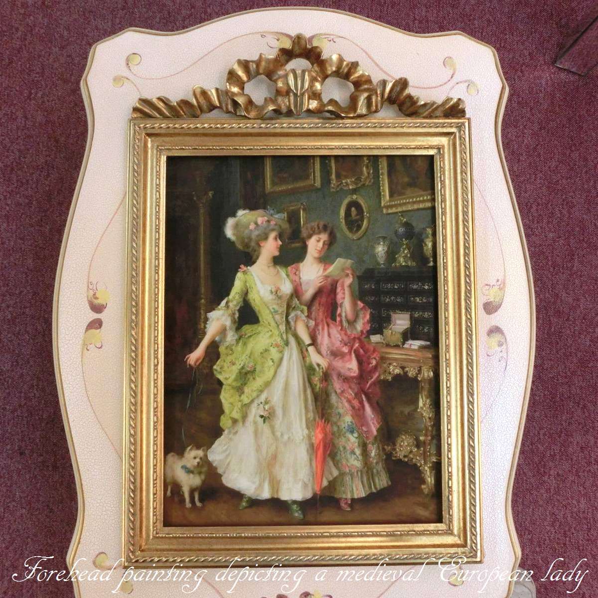 ロココ額絵 中世ヨーロッパ貴族 ゴールドダブルフレーム W65cm H55cm