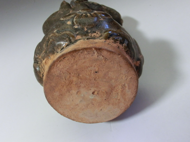 置物□唐子 花瓶 オブジェ 中国 時代物 古玩 古い花器 青磁 骨董品 希少□