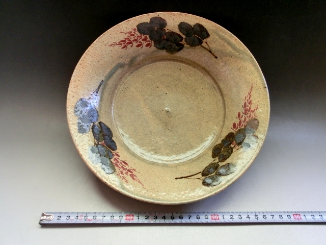 皿□魚 貝 【番浦史郎】ばんうらしろう ピンク 京焼 土物 時代物 骨董