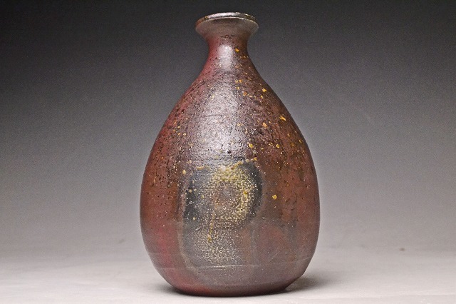 大上昇 ☆ 赤土部窯変徳利 ☆ 共箱栞 ☆ 丹波焼 ☆