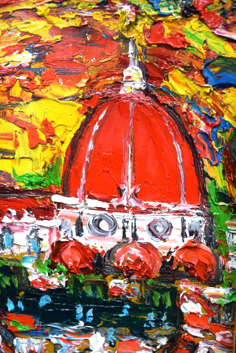 真作保証鈴木マサハル「フィレンツェ」油彩サムホール⁄厚塗り人気作家