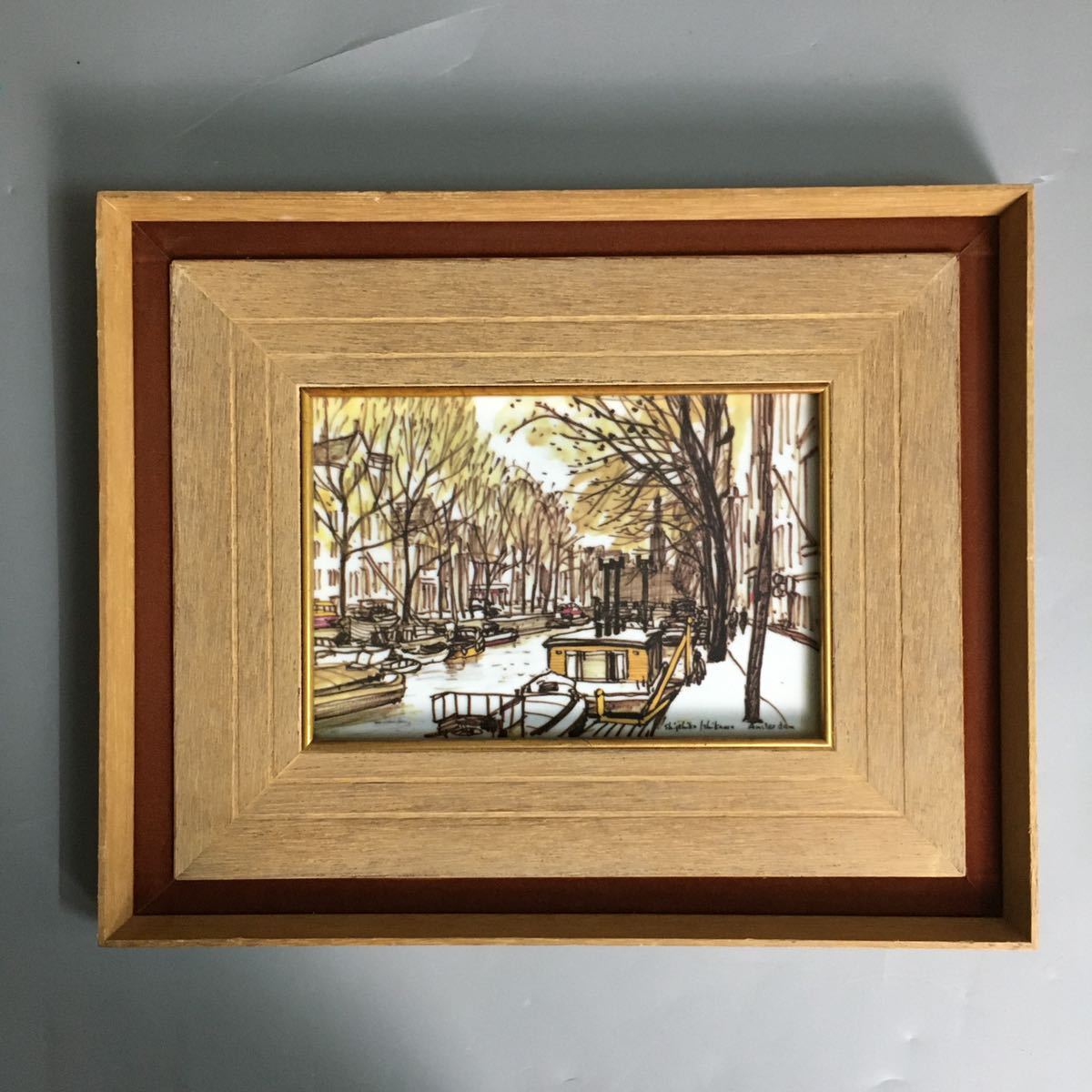 陶板画 額装品 風景 shigehiko ishikawa 鳴海製陶 陶板画 額装品 風景