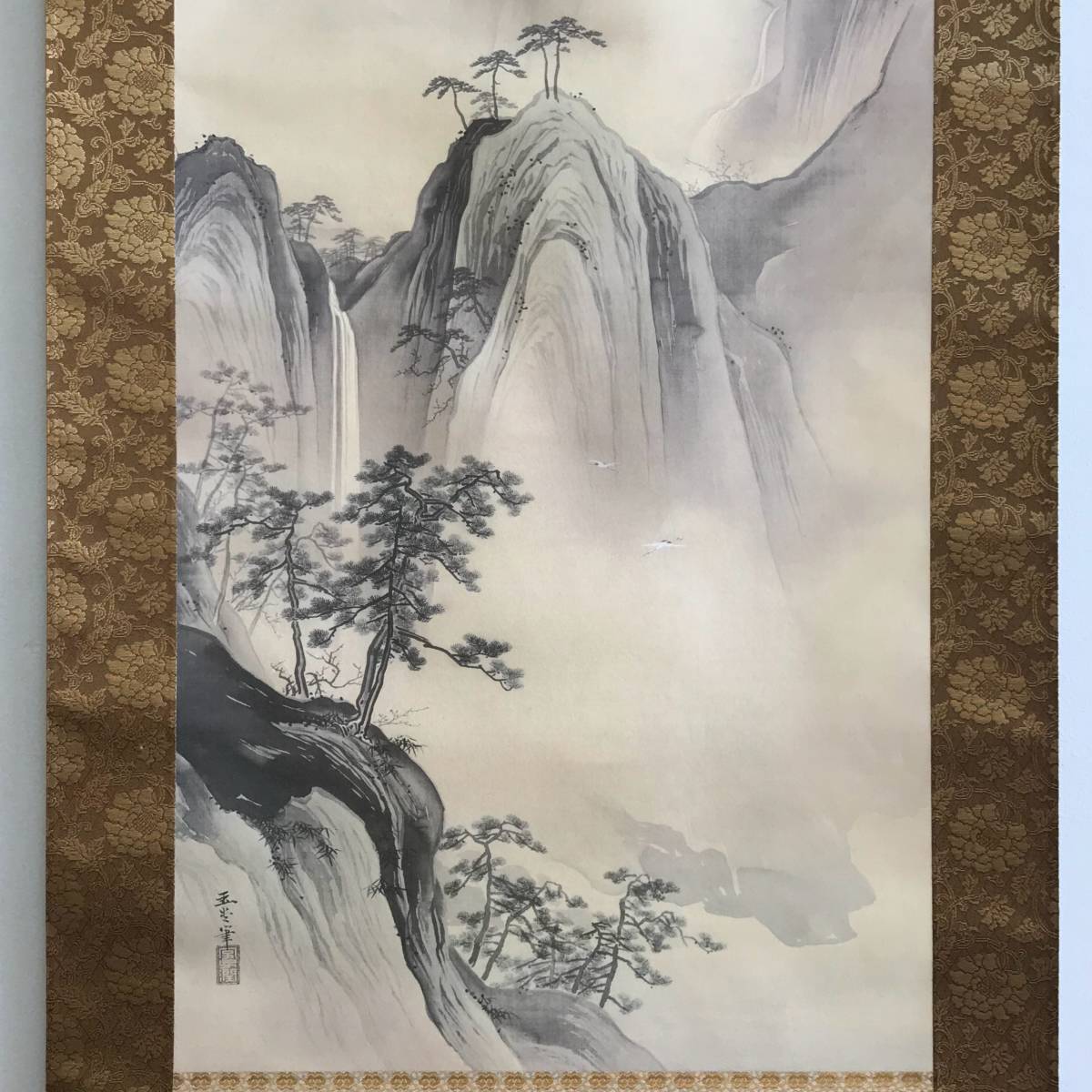 複製/川合玉堂/松籟濤声/山水船人物図/工芸/布袋屋掛軸HG-980 複製/