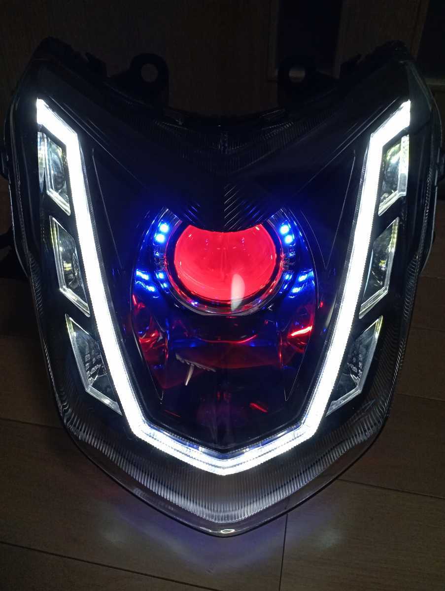 水色シグナスX 3型 デビルアイ 社外ヘッドライト LED se44j1yp 水色