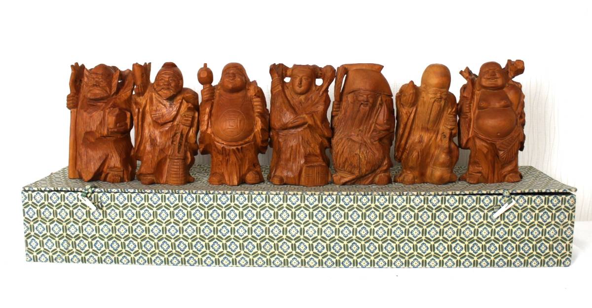 Yahoo!オークション - 置物 木彫り 七福神 商売繁盛 縁起物 飾り物 彫