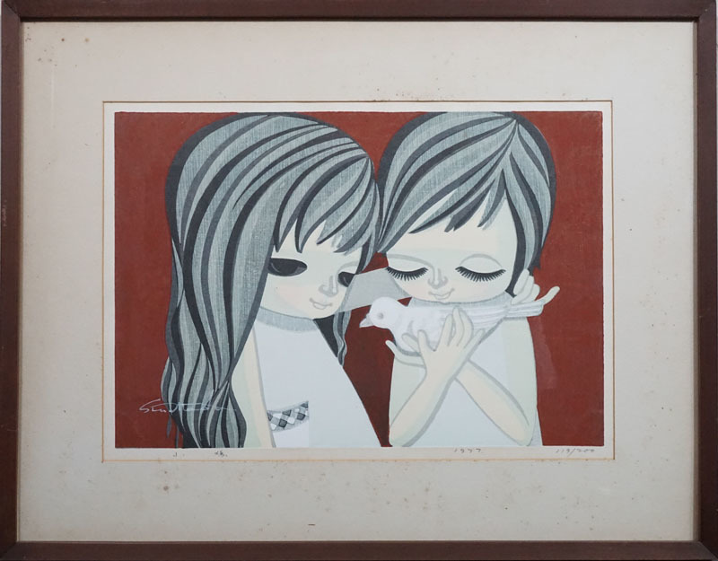 池田修三 木版画【蔦】 木製フレーム付き 池田修三 木版画【蔦】 木製