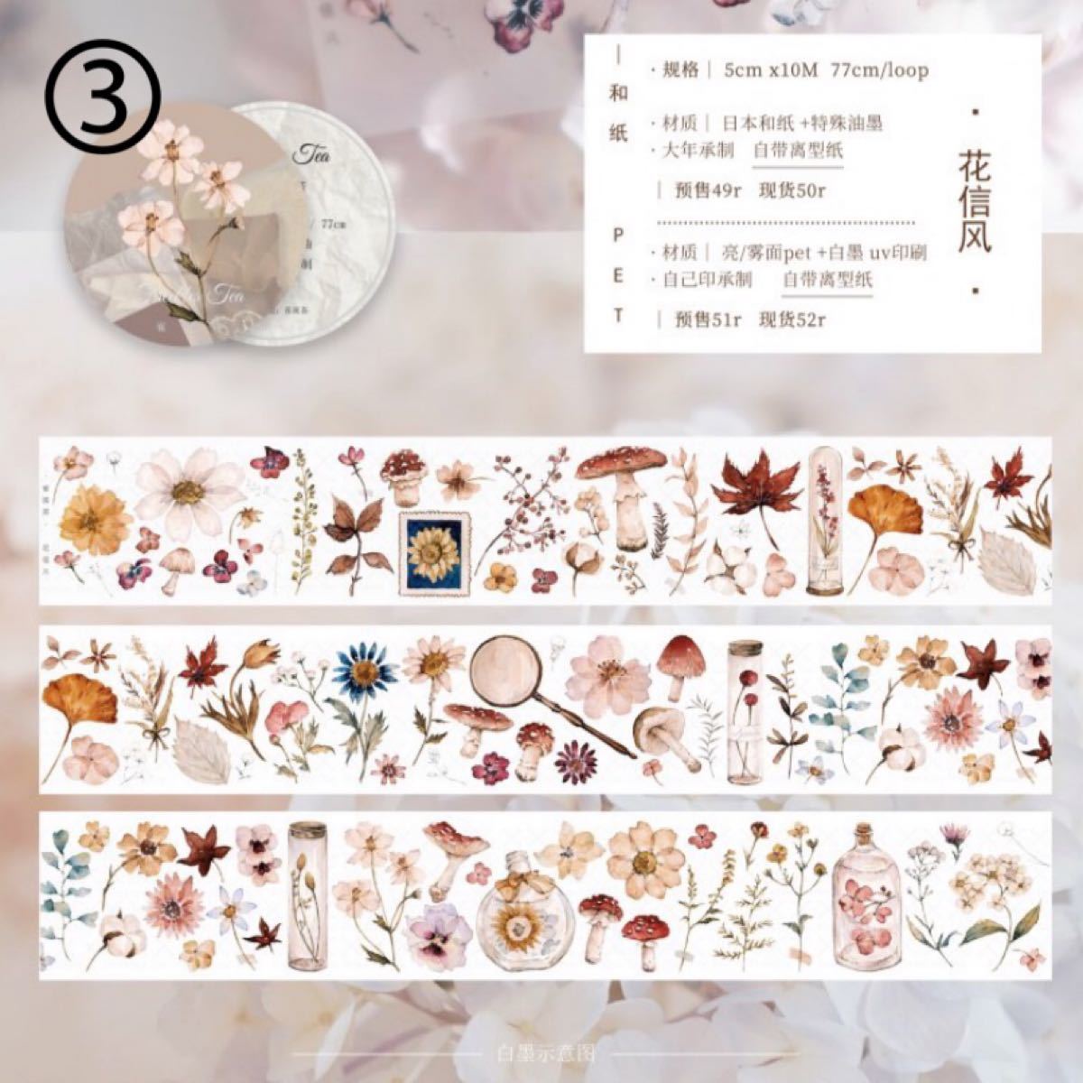 S23＃素白·茶棕(雾面PET)雀斑茶切り売り海外装飾マステ｜