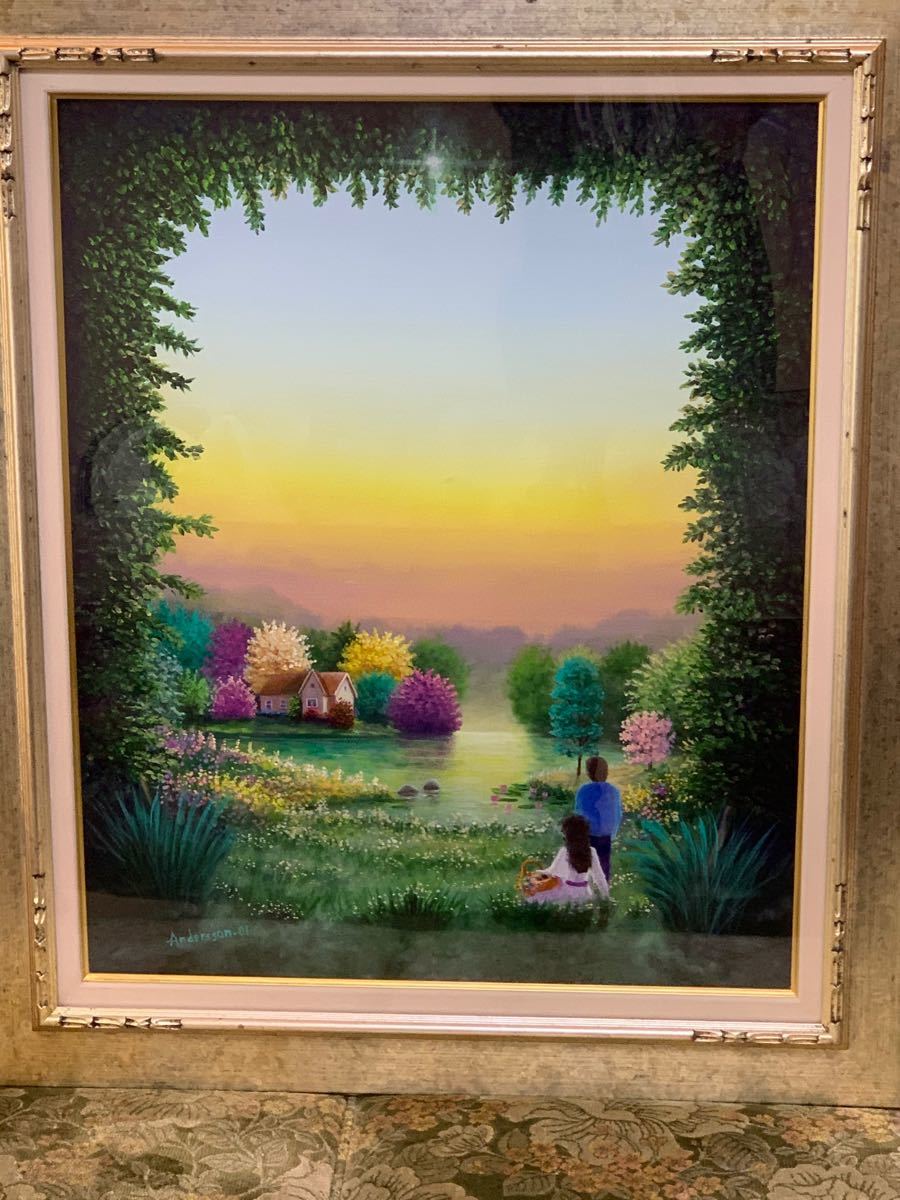 真作 直筆サイン入り 油彩画 ベニーアンダーソン 絵画 アート