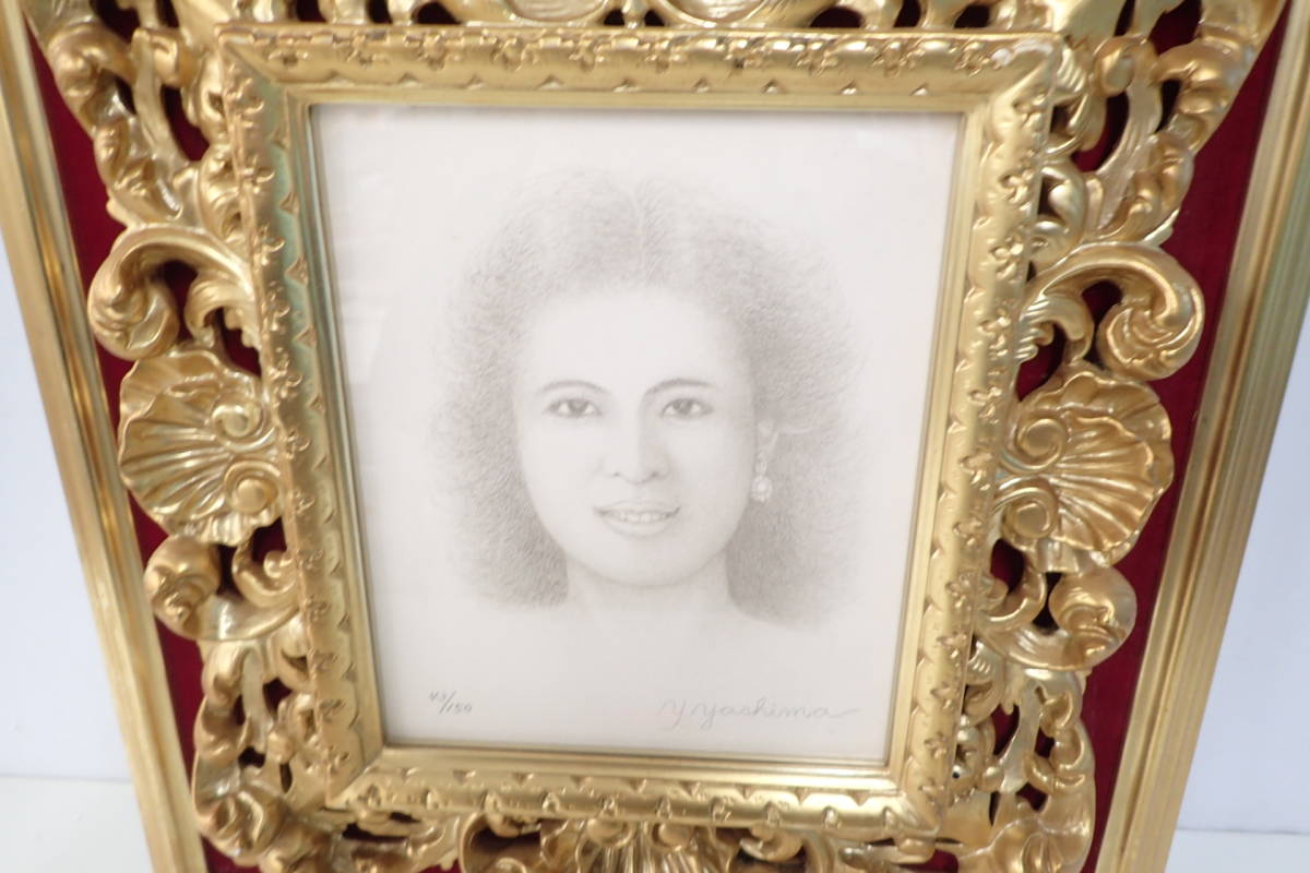 八島義郎 リトグラフ 版画 微笑 貴重 八島義郎 リトグラフ 版画 微笑