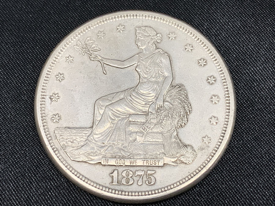 Yahoo!オークション - アメリカ トレードダラー 1875年 1ドル 銀貨 貿