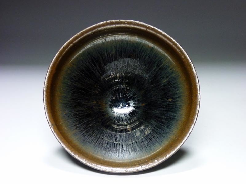 夢たま】茶道具のウブ品！宋代 建窯黒銀兔毫窯変天目碗/