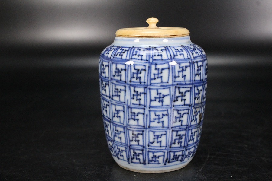 オンライン 【金閣】中国美術 唐物 祥瑞 古染付 茶入 骨蓋 明 茶道具