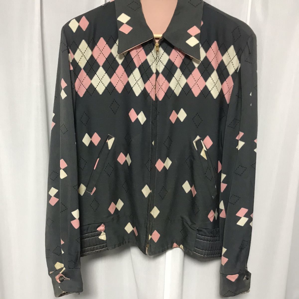 スペシャル】アーガイルパターン コットンジャケット50s M ロカビリー黒