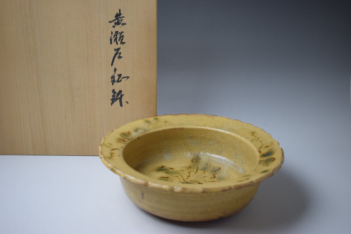 最終価格 各務 周海作 黄瀬戸 木葉皿