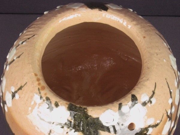 政所窯 永興明道 倣乾山 梅の絵 手焙 共箱／検索：茶道具・手あぶり・