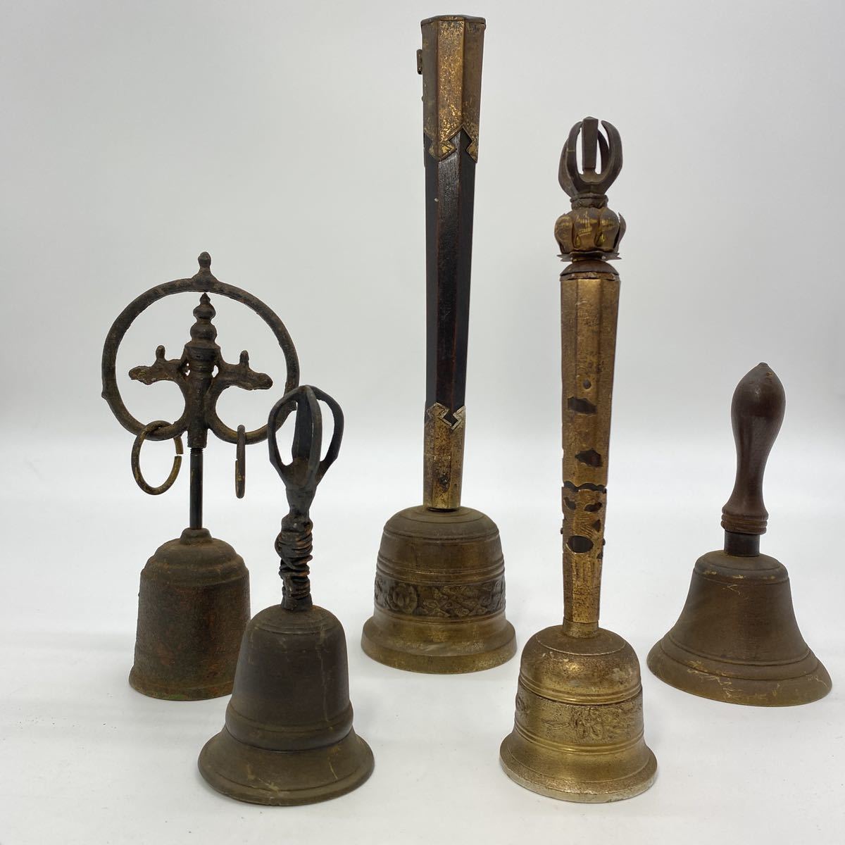 Yahoo!オークション - 【7614】五鈷鈴 金剛鈴 鈷五鈴 錫杖鈴 等 鈴 お