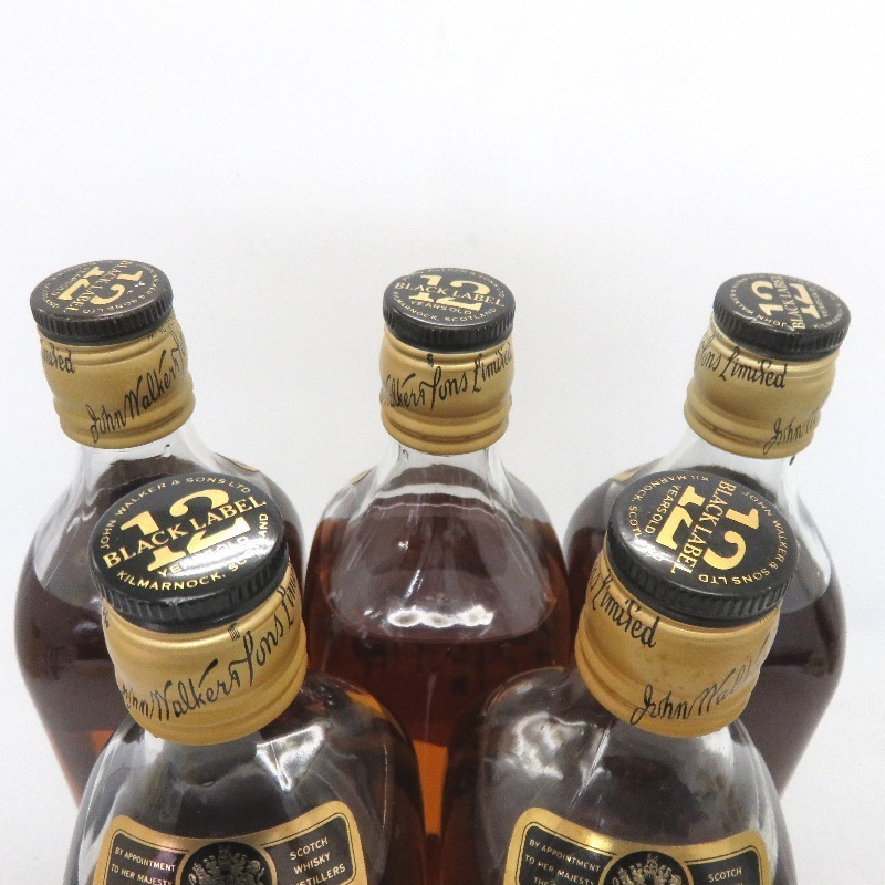 ジョニーウォーカー ブラックラベル 12年 黒金キャップ 5本セット 750ml