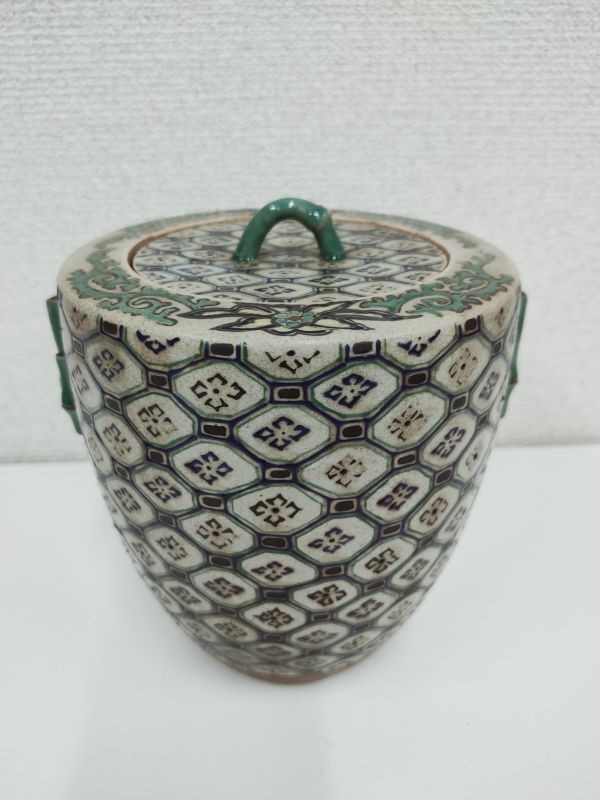 京焼名工 二代 三浦竹泉 倣仁清○柳画 水指 茶道具 共箱 真作保証 篩月