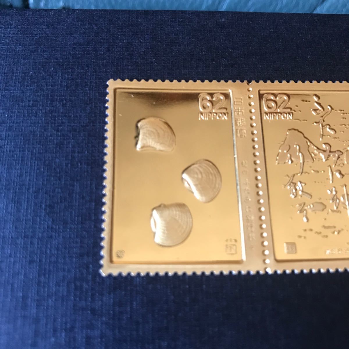 松本徽章工業 金属工芸品 切手形の純銀金張プレート（水辺の鳥シリーズ